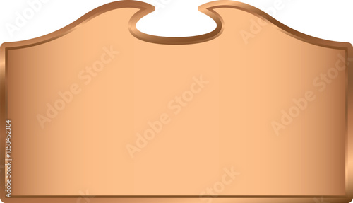 Blank Copper Signboard with Ornate Border. Bronze Signage Mockup and template design.