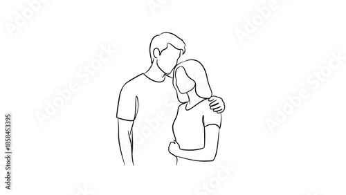 Minimal Couple Love Line Illustration