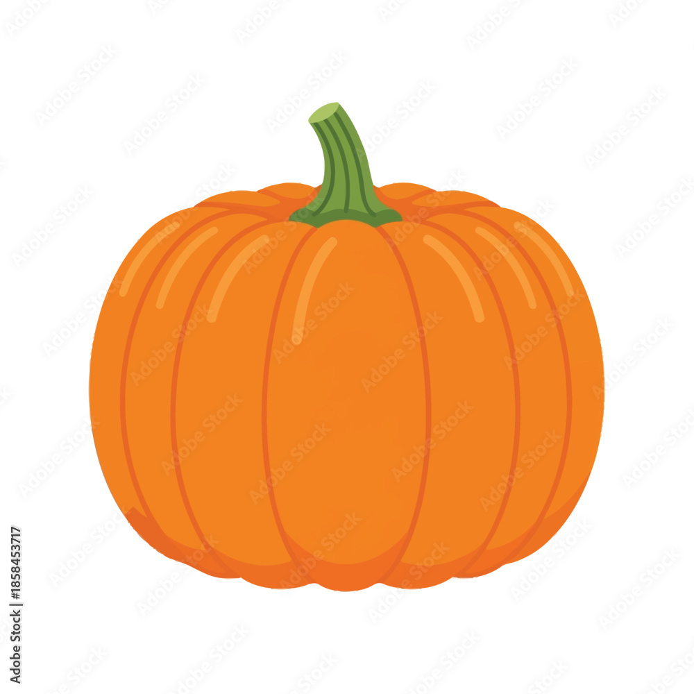 Obraz premium a vibrant illustration of a classic orange pumpkin with a green stem perfectly representing autumn harvest and seasonal festivities high quality
