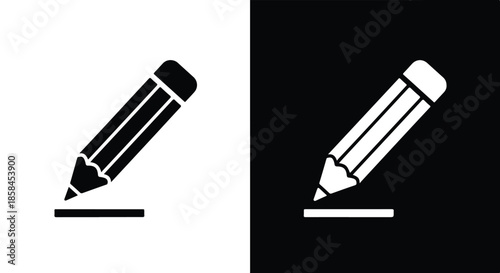 Pencil drawing on paper - Black and White Vector Symbol, Minimal Solid Vector Illustration, Minimal UI Vector, Flat Solid Vector, Flat Vector Illustration, icon, Editable stroke icon, Modern icon