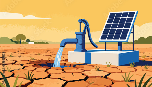 Solar-powered pump brings life-giving water to cracked, dry earth