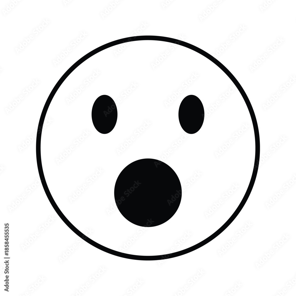Fototapeta premium Shocked Face Simple Black White Illustration