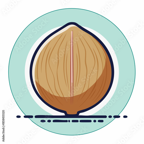 Minimalist Coconut Illustration with Clean Lines and Pastel Colors for Tropical Vibes