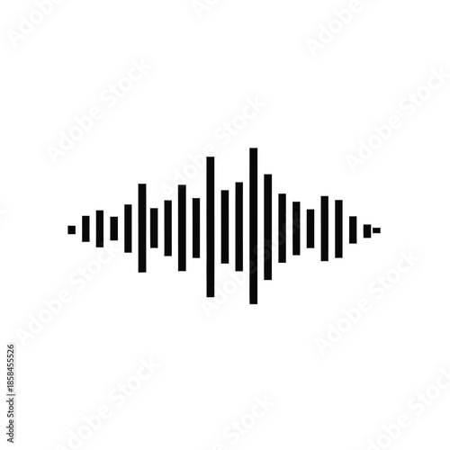 a simple black waveform illustration against a stark white background represents audio signal visualization and sound frequency analysis clearly high quality