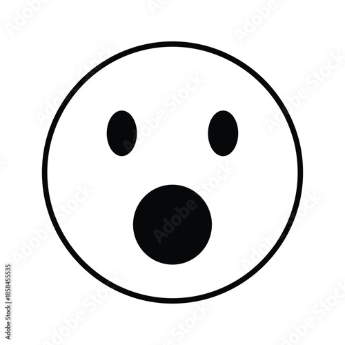 Shocked Face Simple Black White Illustration