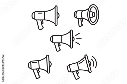 Vector  Electric megaphone symbol with sound Loudspeaker megaphone icon collections icons set in flat style