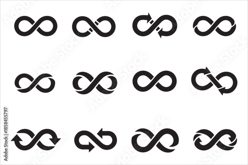 Vector  Unlimited infinity collection icons set in flat style