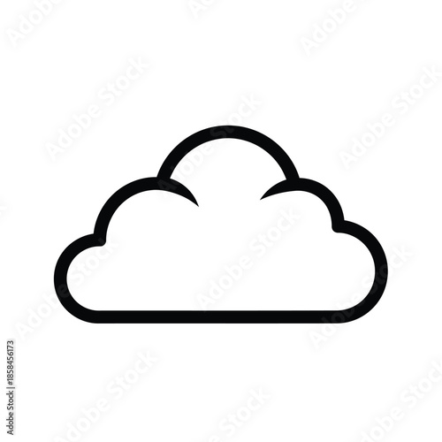 a simple black and white outline illustration depicts a fluffy cloud shape representing weather or atmospheric conditions in a minimalist style