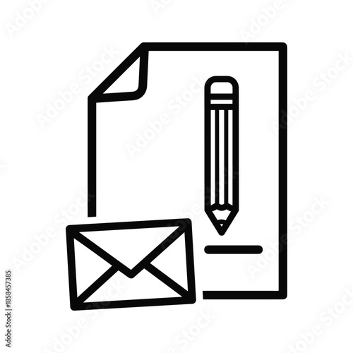 Document with pencil and envelope icon