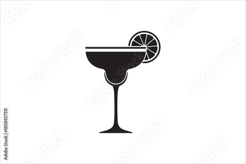 Vector  Cocktail margarita glass icons , Margarita cocktail icon in line and flat style