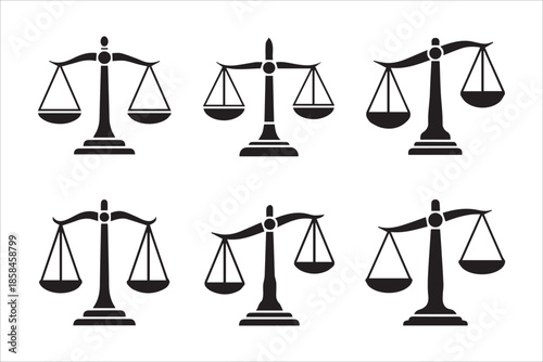 Vector Scale flat style icon. Law scale icon in black line