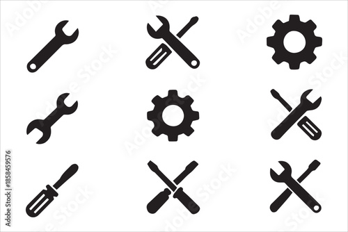 Vector  Tools and Service icons set in flat style