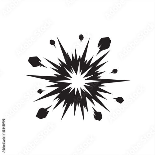 Vector explosion icon in black color flat style