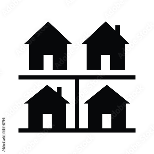 Houses on scale balance