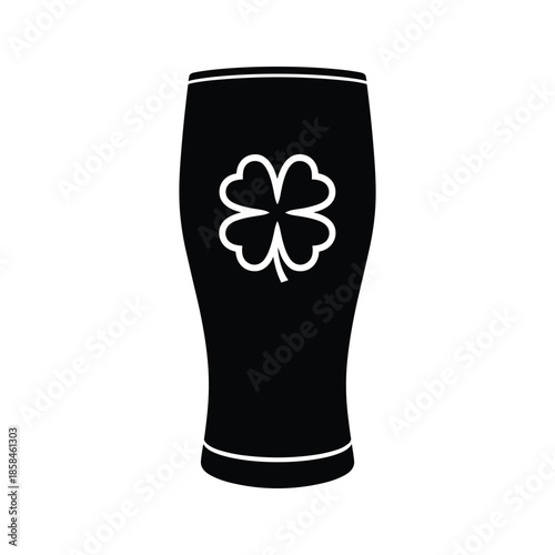 Black beer glass with shamrock icon