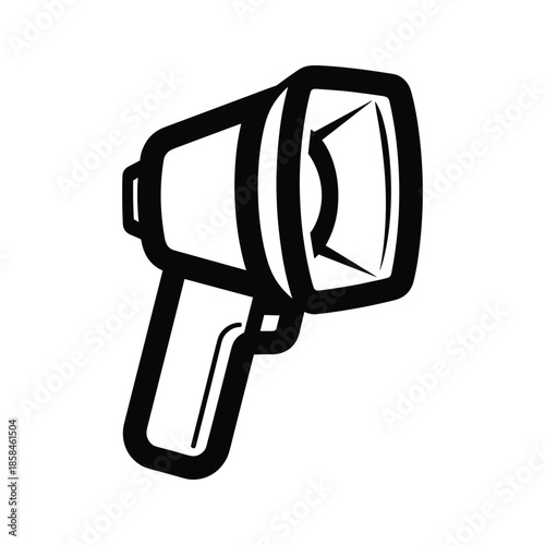 Handheld Flashlight Black White Illustration