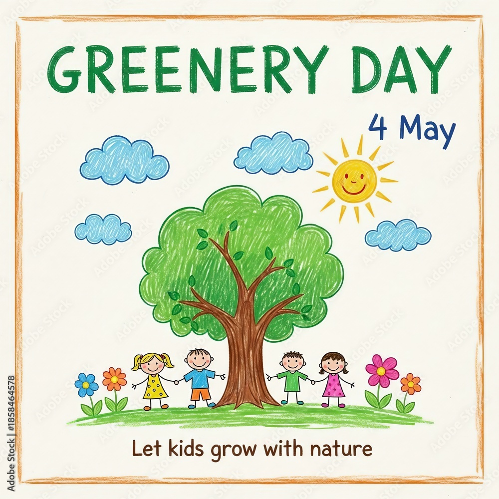 Fototapeta premium Greenery day: let kids grow with nature on 4 may