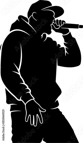 Rapper Performer silhouette vector illustration