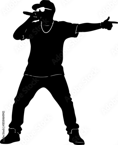 Rapper Performer silhouette vector illustration