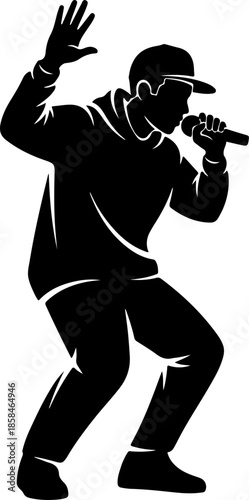Rapper Performer silhouette vector illustration