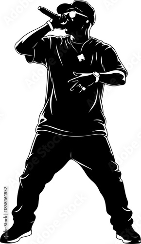 Rapper Performer silhouette vector illustration