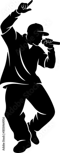 Rapper Performer silhouette vector illustration
