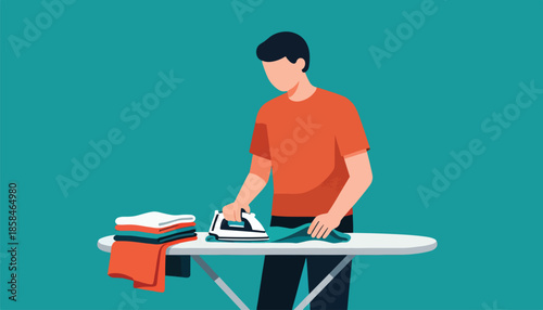 Person ironing clothes on a board