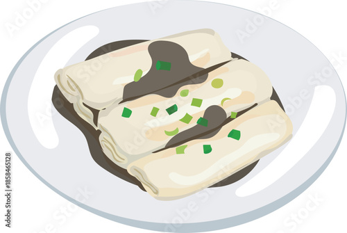Steamed Rice Cake Illustration for Chinese Food and Asian Cuisine Design