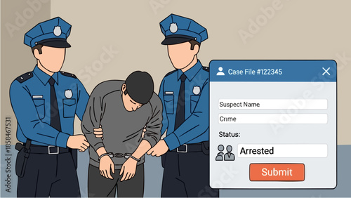 Police officers arresting a suspect with handcuffs.