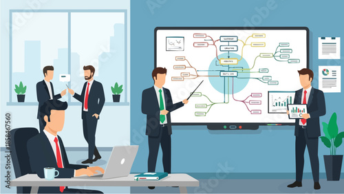 Business Team Collaborating on Strategy Presentation.