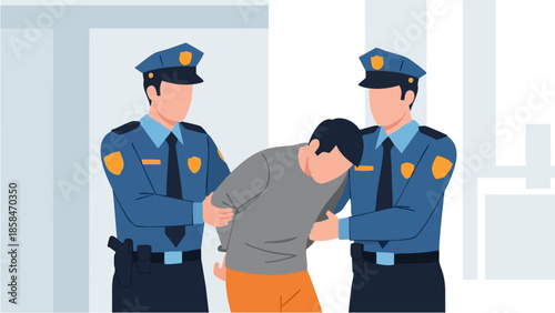 Two police officers arresting a suspect.