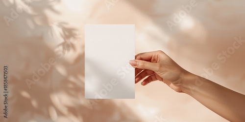 Person holding a blank holiday postcard mock-up designed for greeting card projects