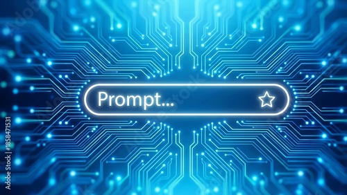 Concept of AI generate a prompt. Generative and search bar on futuristic circuit motherboard. Artificial intelligence technology for digital content and automated data transformation. Vector ai