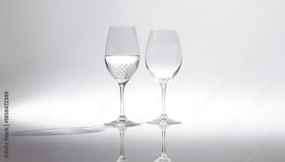 Fototapeta premium Studio-lit display of three wine glasses on a white backdrop for editorial use