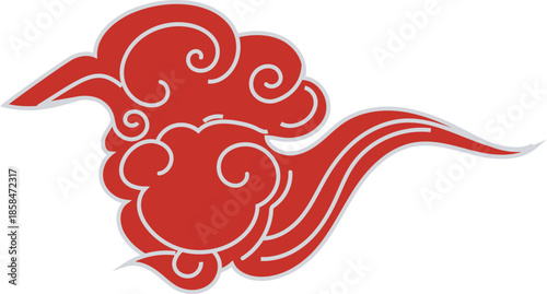 Curved Cloud Ornament Illustration for Chinese Festival and Decorative Design
