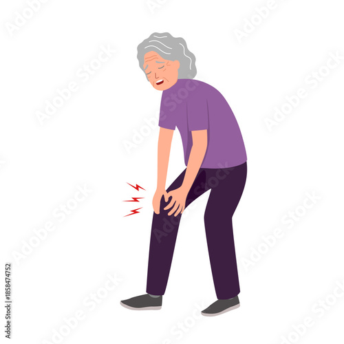 Old, elder Man suffering from knee pain. Health Problem, Disease Symptoms and Unhealthy Body Sickness
