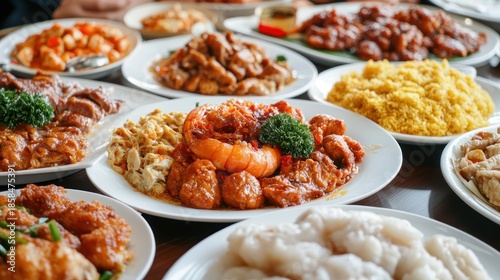Buffet of Asian dishes
