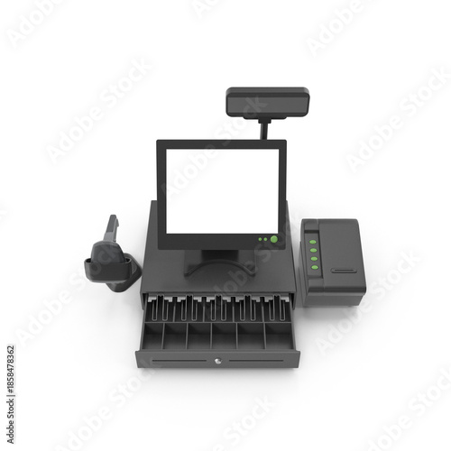 Supermarket Cash Register Screen on transparent background