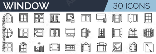 Collection of window icons representing different types and styles