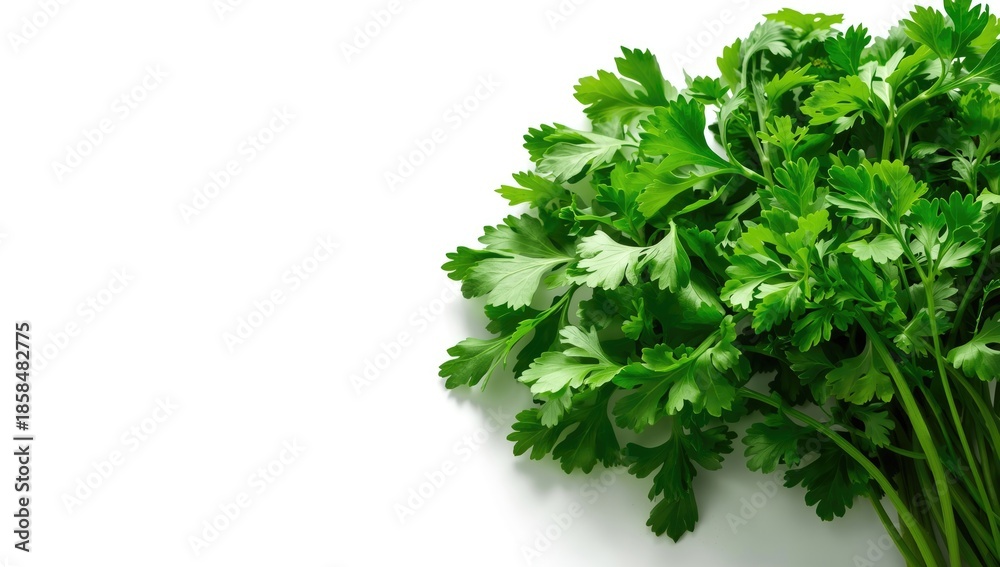 Fototapeta premium Fresh coriander leaves growing in a patch, emphasizing herbal freshness for cooking