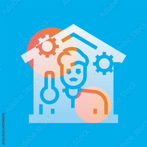 home isolation glassmorphism illustration.