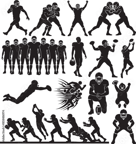 American Football Action Player Silhouette Collection