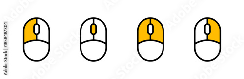 Computer Mouse in Four Styles Vector Illustration Peripheral Input Device Clicking Tool for Desktop or Laptop Connected Gadget Pointing and Selecting