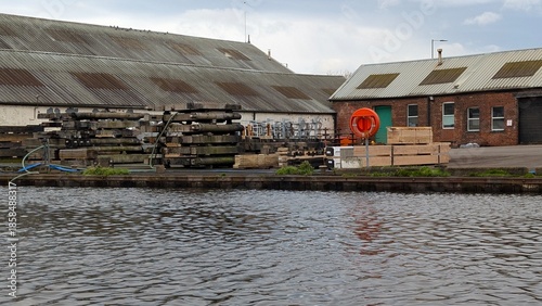 industrial warehouse by the water with storage