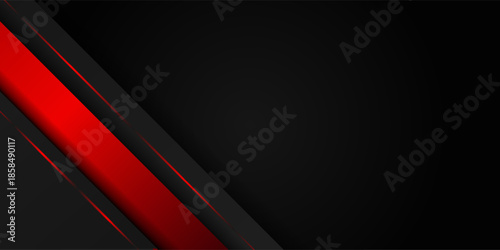 Abstract black and red polygons overlaid on dark steel mesh background with free space for design. modern technology innovation concept background