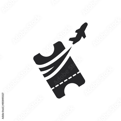 Airplane Ticket with Flying Plane  Travel Booking Concept