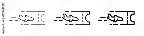 Airplane Ticket Icons Set  Line Art Design