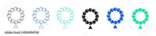 Prayer Beads Icons  Spiritual Meditation Symbol Set