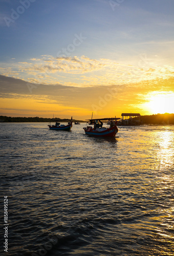 First light at traditional fishing village in Kuala Muda Malaysia