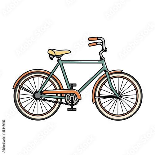 Vintage Style Bicycle Illustration with Details.